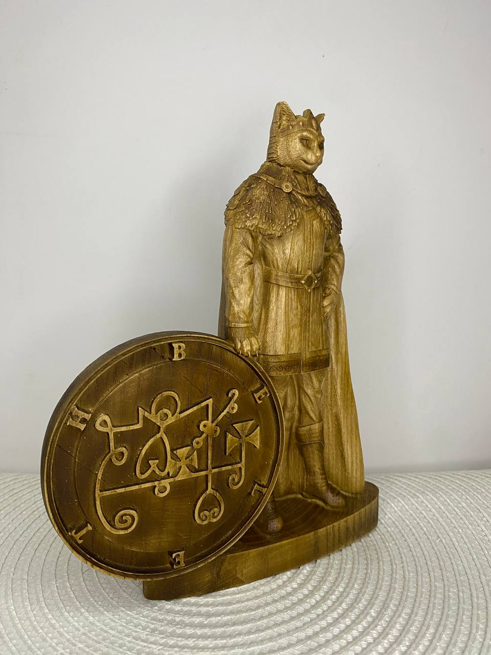 Beleth Wooden Demon Statue – Ars Goetia King Sculpture Occult Gothic Altar Decor