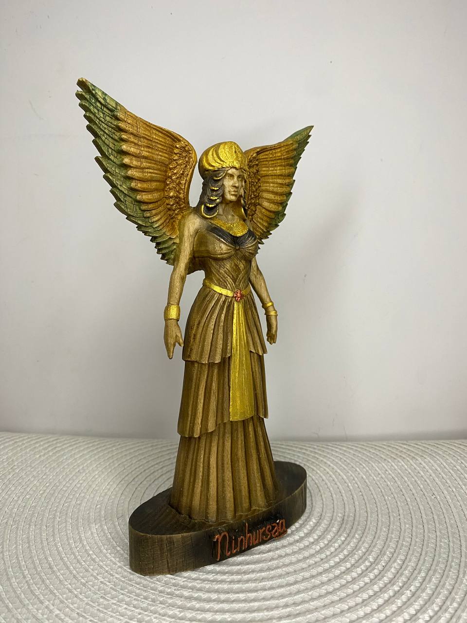 Ninhursag Wooden Statue – Sumerian Mother Goddess Sculpture Sacred Feminine Altar Decor