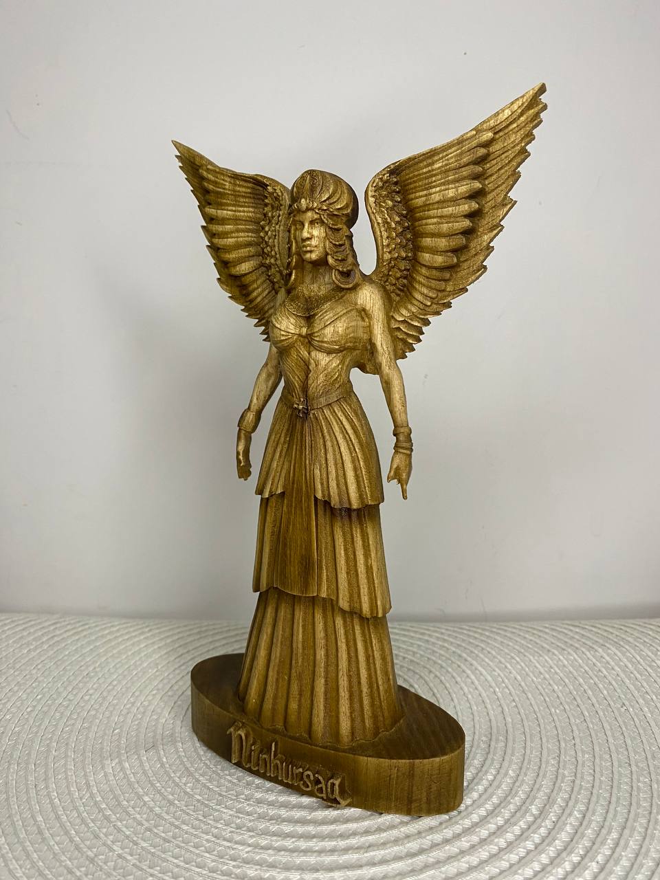 Ninhursag Wooden Statue – Sumerian Mother Goddess Sculpture Sacred Feminine Altar Decor