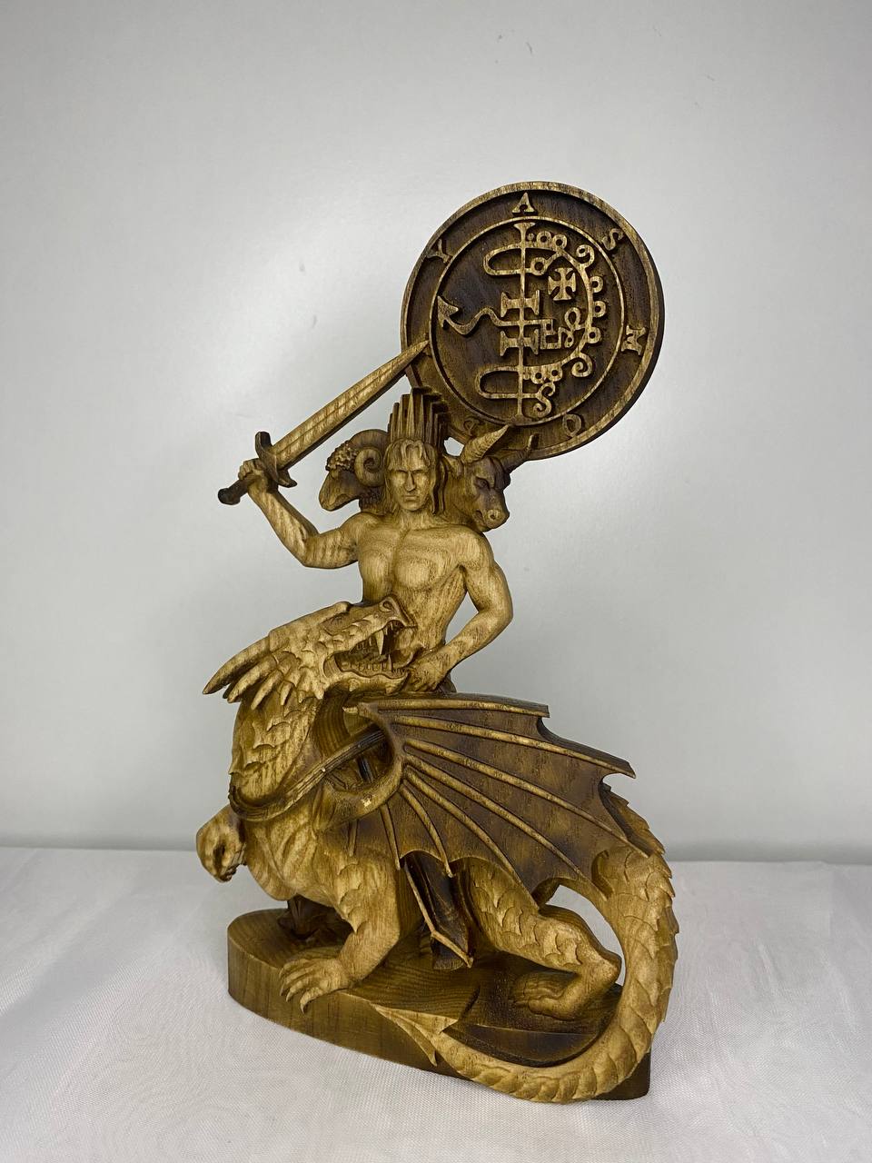 Asmoday Statue: Wood Carving, Occult Home Decor