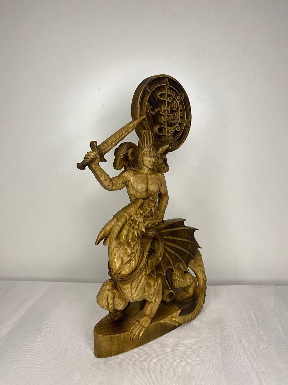 Asmoday Statue: Wood Carving, Occult Home Decor