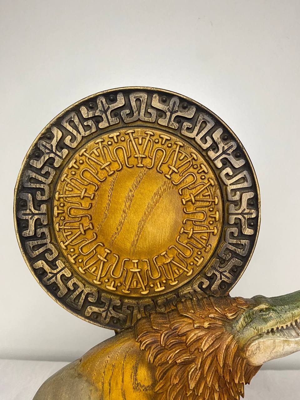 Hand Carved Wooden Ammit Statue: Egyptian Mythology Home Decor