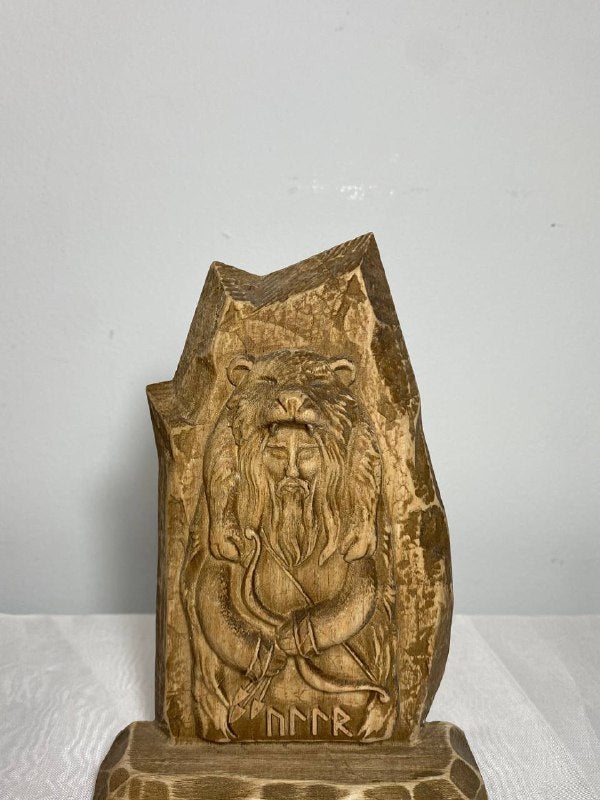 Ullr Norse gods Wood carving Mini decor Wooden sculpture