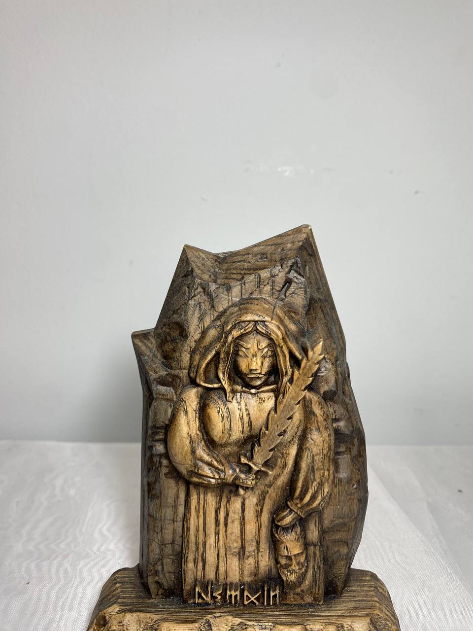 Frigg statue Wood carving Pagan goddess statue Mini altar