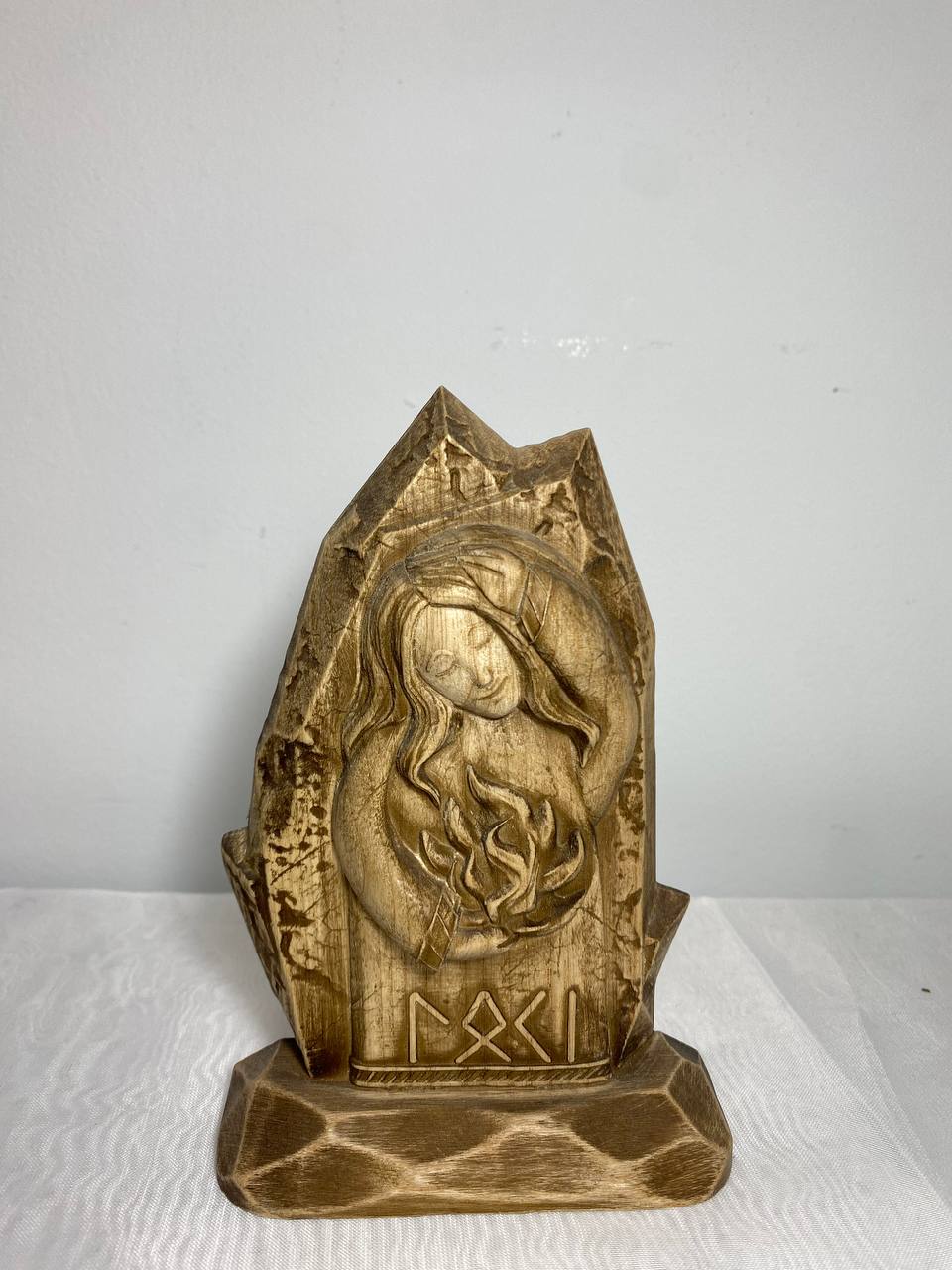 The Viking God Loki Wooden Mini Altar Statue