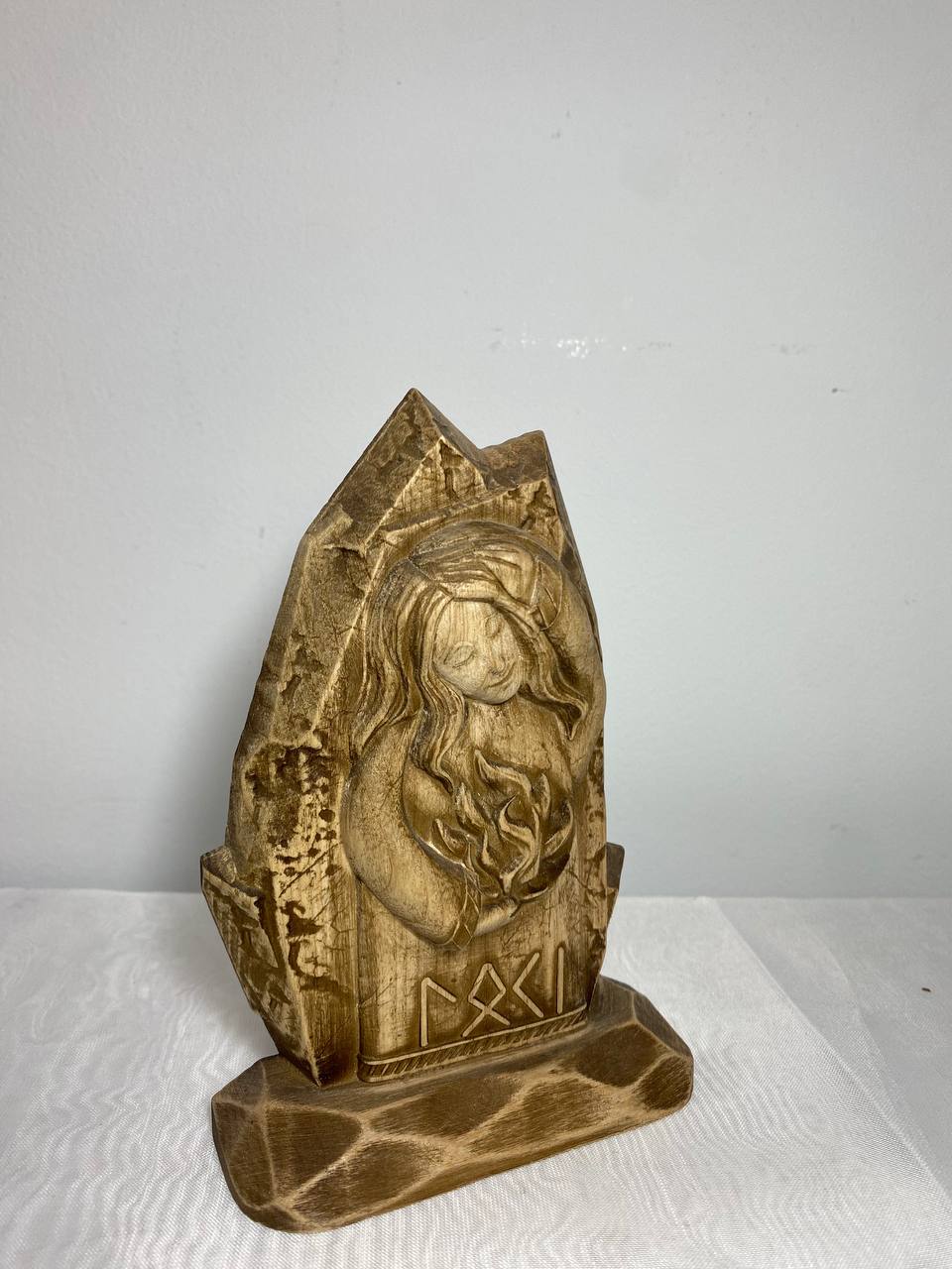 The Viking God Loki Wooden Mini Altar Statue