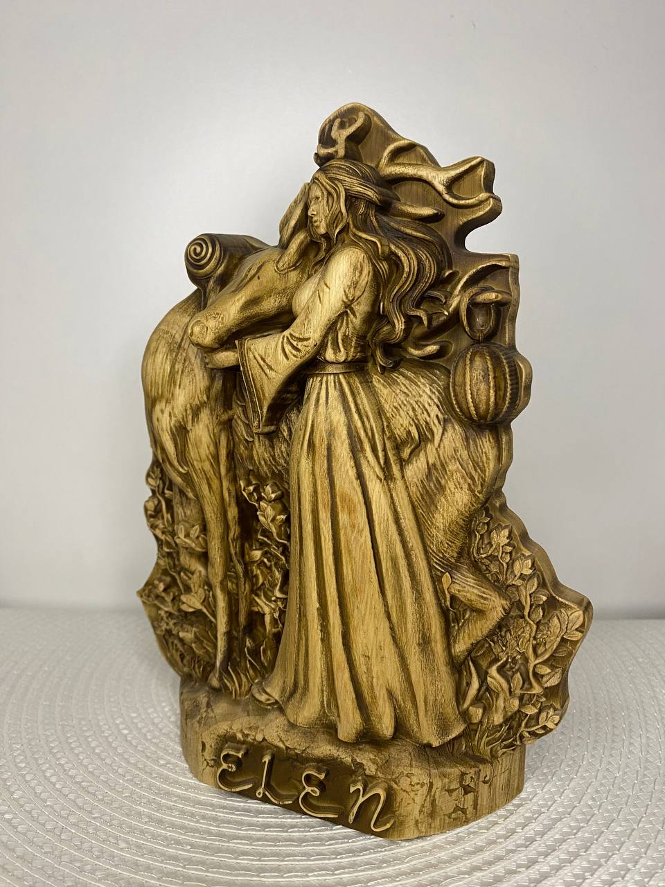 Elen Celtic Goddess Wooden Statue