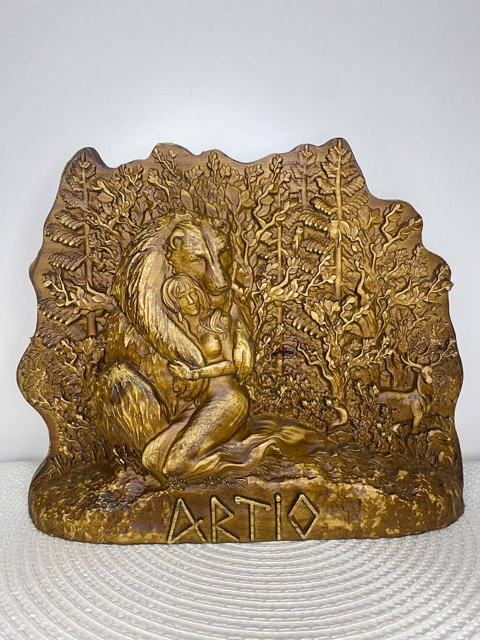 Artio Goddess statue altar Wooden statue