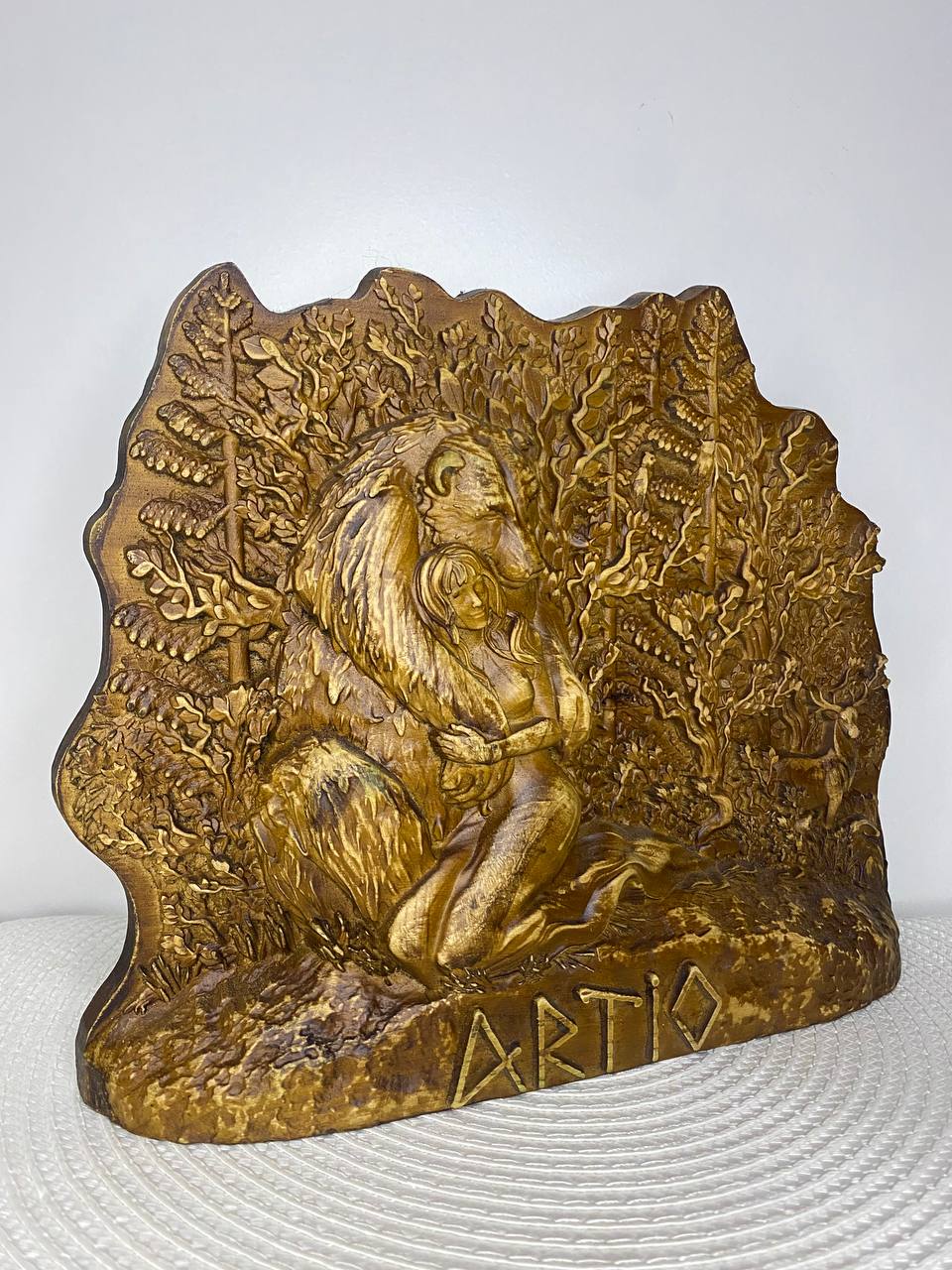 Artio Goddess statue altar Wooden statue