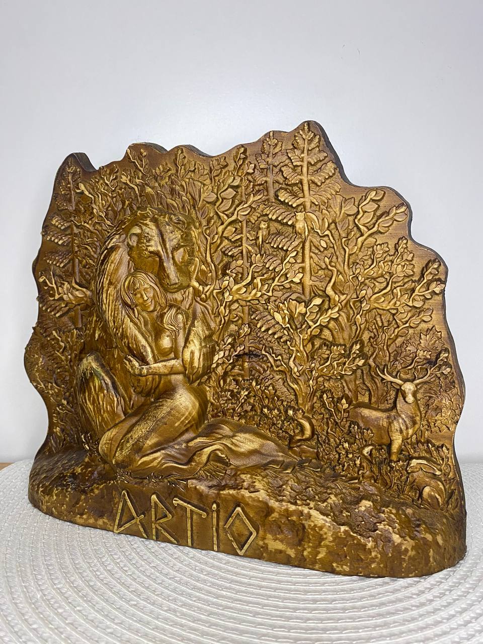 Artio Goddess statue altar Wooden statue