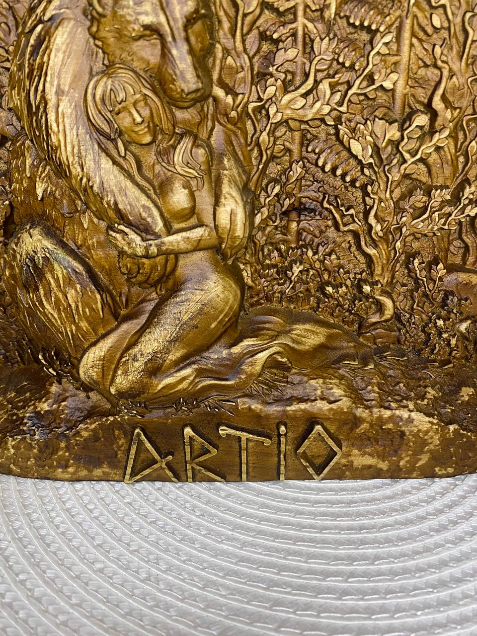 Artio Goddess statue altar Wooden statue