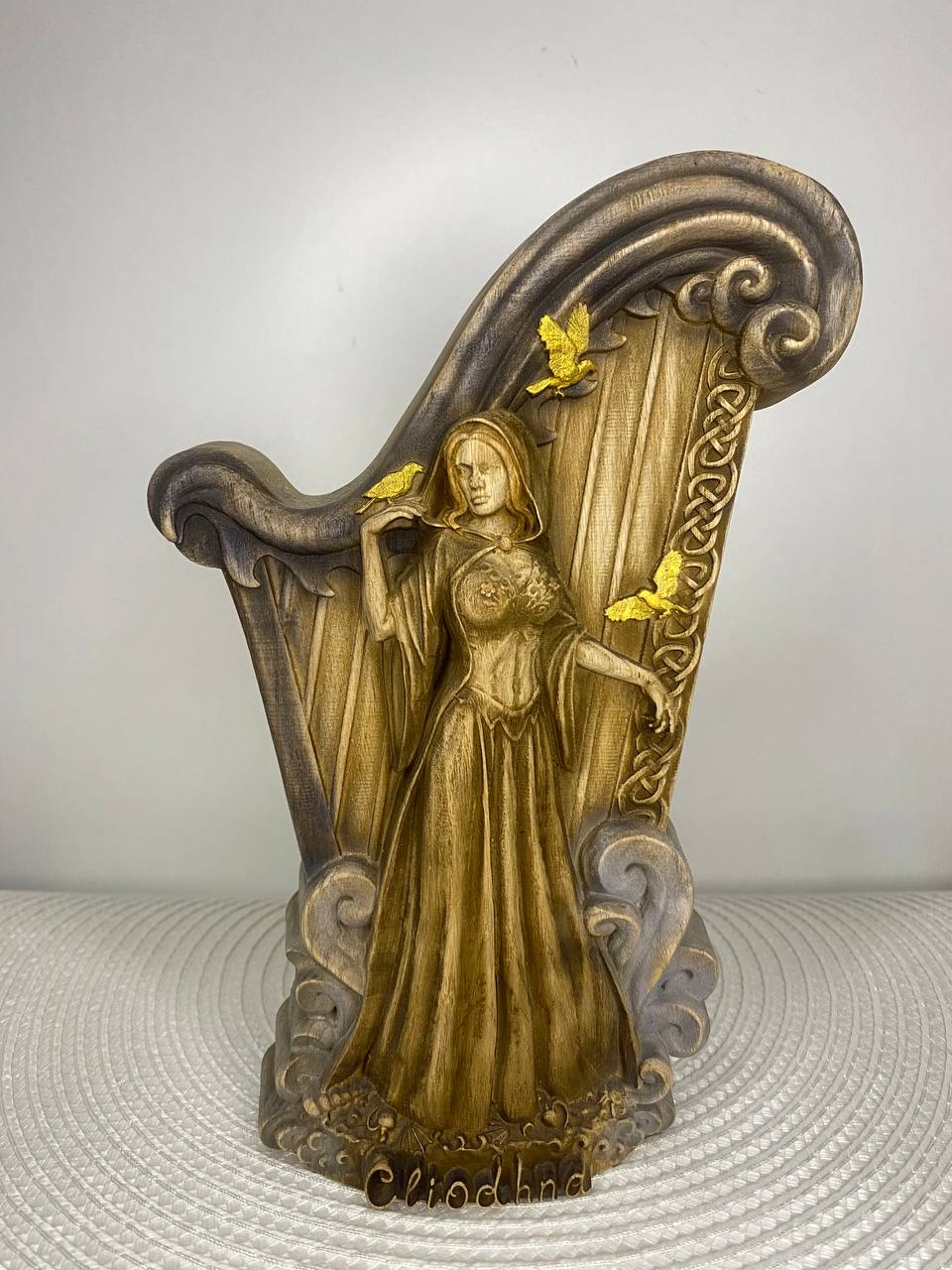 Cliodhna Wooden Statue - Celtic Goddess Sculpture