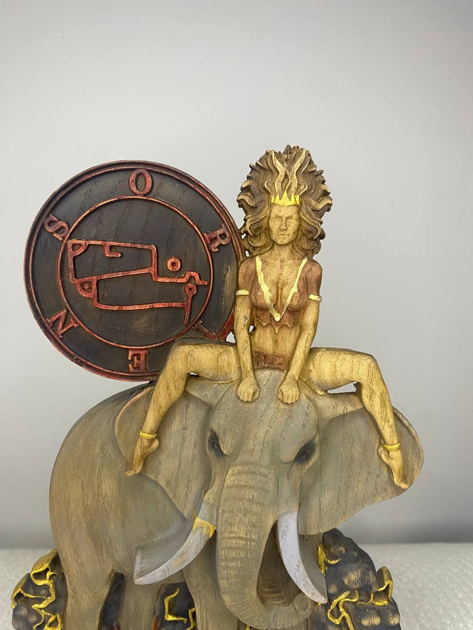 Oriens with Sigil Wooden Statue — Occult Mystical Home Decor