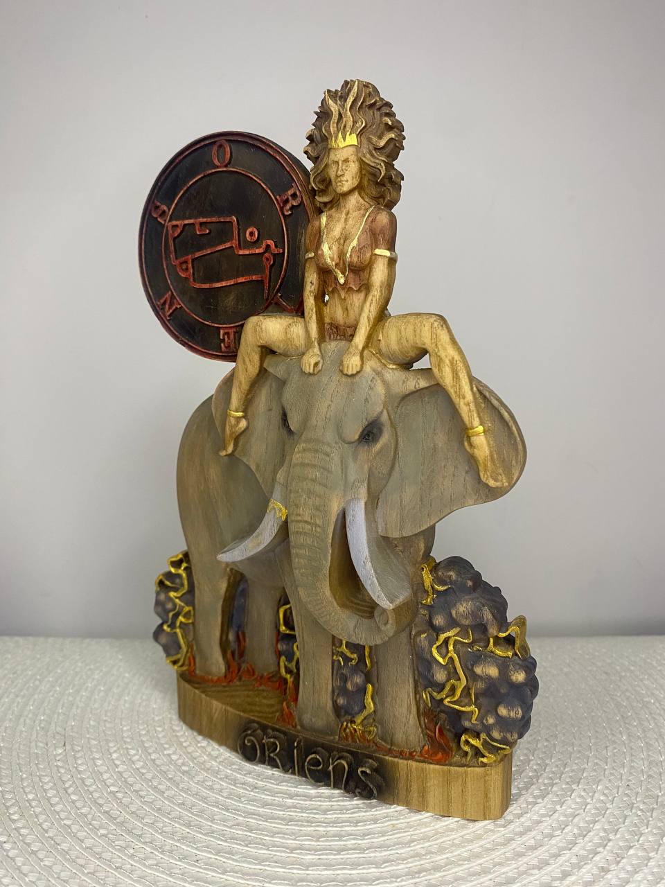 Oriens with Sigil Wooden Statue — Occult Mystical Home Decor
