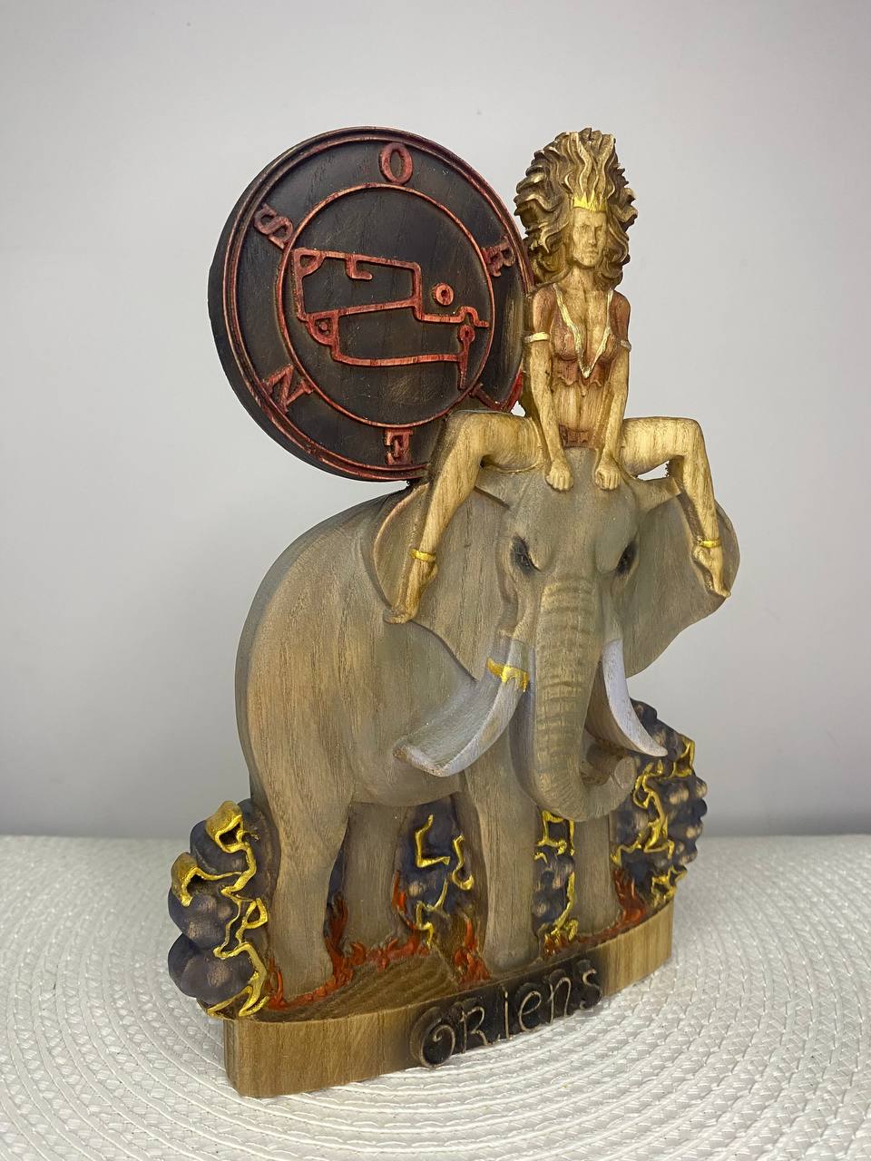 Oriens with Sigil Wooden Statue — Occult Mystical Home Decor