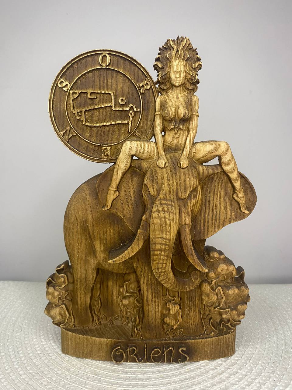 Oriens with Sigil Wooden Statue — Occult Mystical Home Decor
