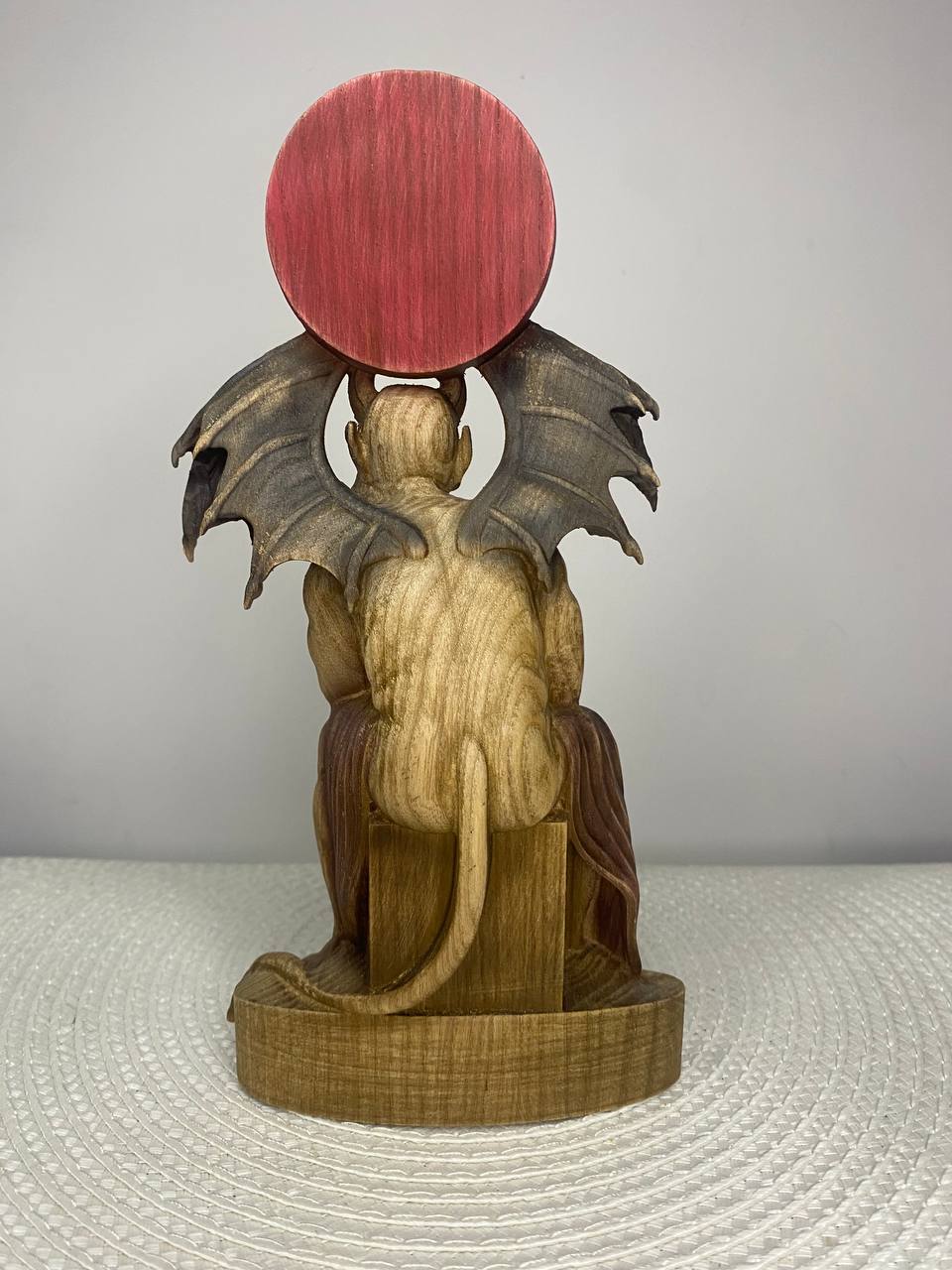 Belphegor Wooden Demon Statue with Sigil – Ars Goetia Occult Sculpture Gothic Altar Decor