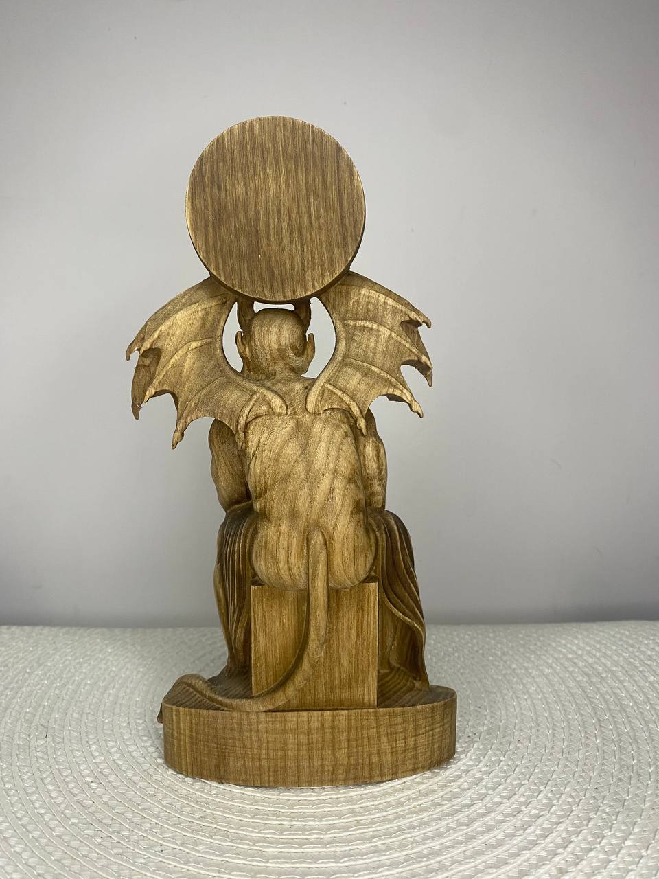 Belphegor Wooden Demon Statue with Sigil – Ars Goetia Occult Sculpture Gothic Altar Decor