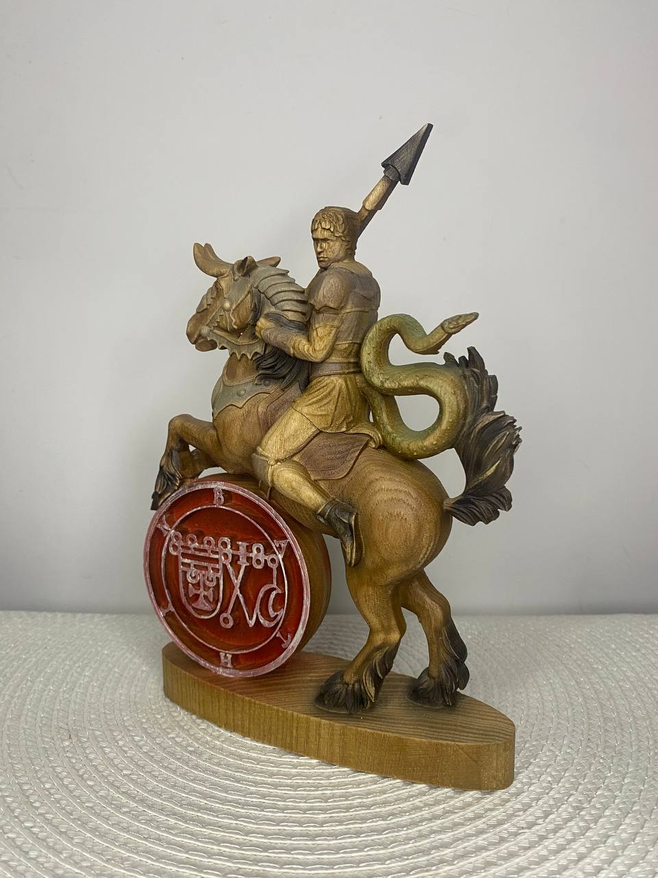 Bathin Wooden Demon Statue – Ars Goetia Sigil Sculpture Occult Gothic Altar Decor