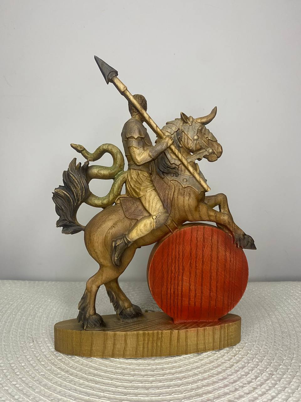 Bathin Wooden Demon Statue – Ars Goetia Sigil Sculpture Occult Gothic Altar Decor