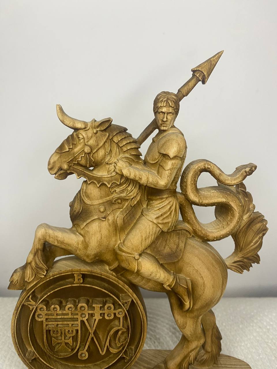 Bathin Wooden Demon Statue – Ars Goetia Sigil Sculpture Occult Gothic Altar Decor