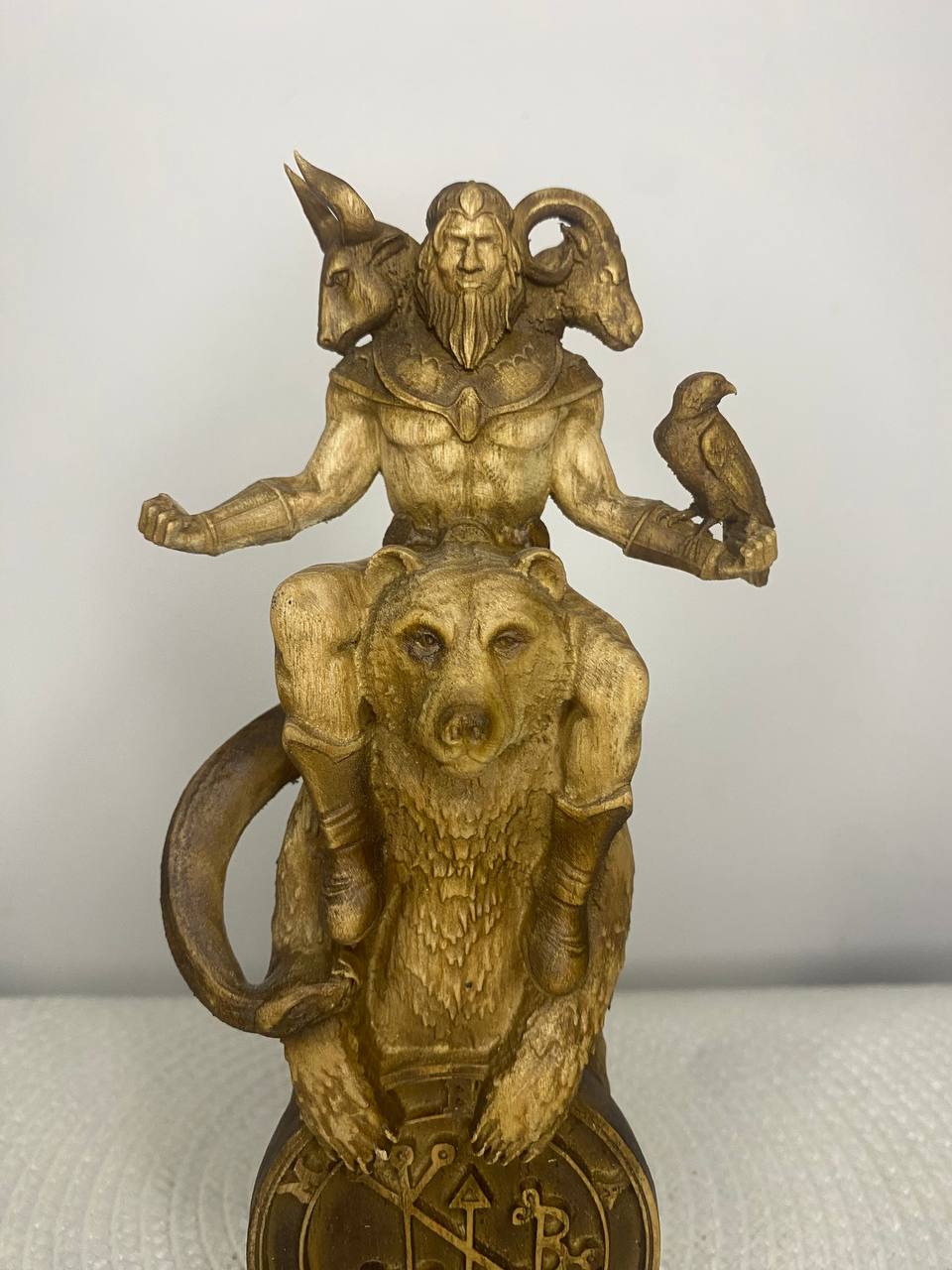 Balam Statue | Hand-Carved Ash Wood Ars Goetia Demon Figurine