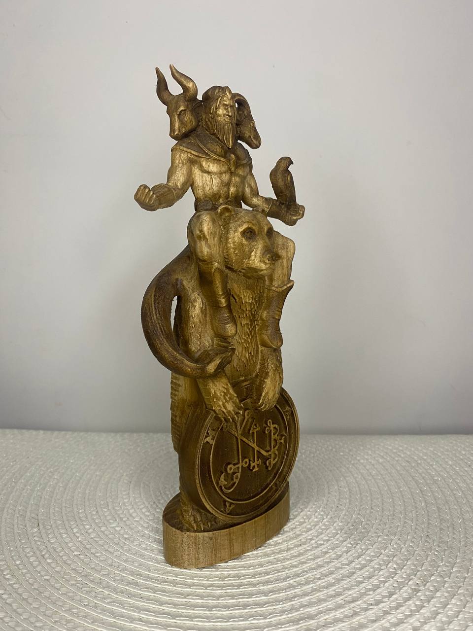 Balam Statue | Hand-Carved Ash Wood Ars Goetia Demon Figurine