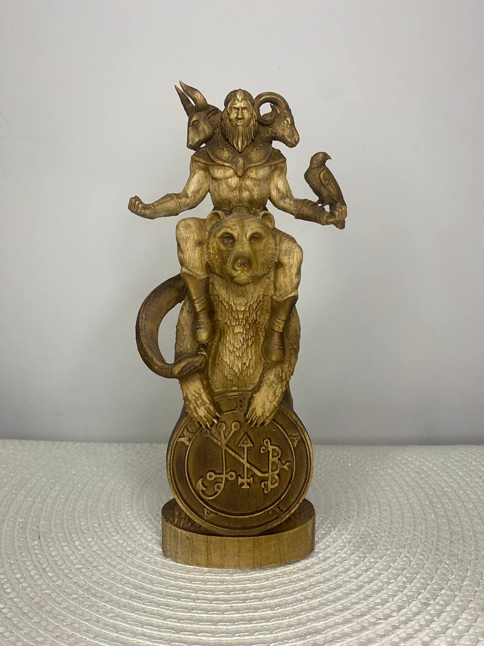 Balam Statue | Hand-Carved Ash Wood Ars Goetia Demon Figurine