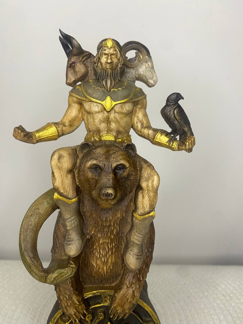 Balam Statue | Hand-Carved Ash Wood Ars Goetia Demon Figurine