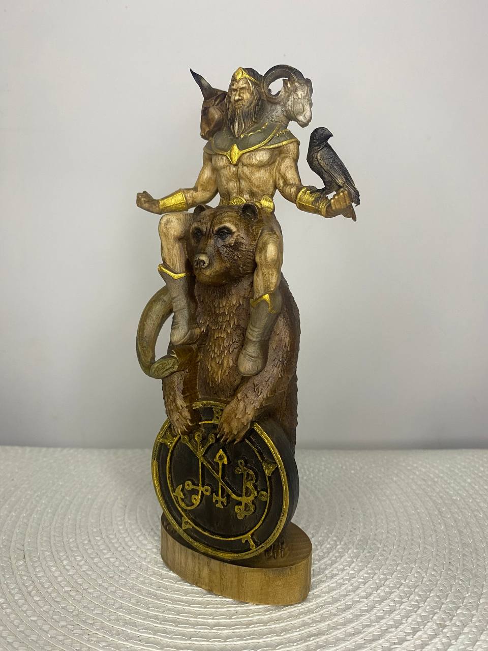Balam Statue | Hand-Carved Ash Wood Ars Goetia Demon Figurine