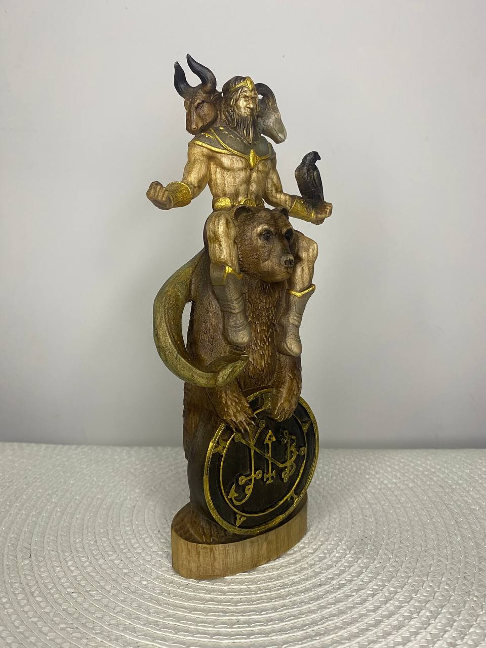 Balam Statue | Hand-Carved Ash Wood Ars Goetia Demon Figurine