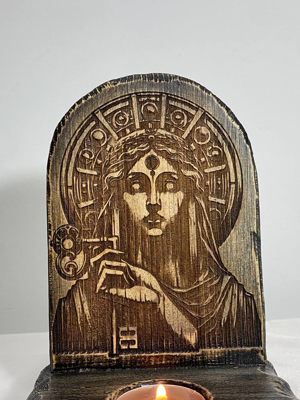 Hecate altar Goddess altar Wooden candle holder Greek goddess Greek mythology Pagan altar