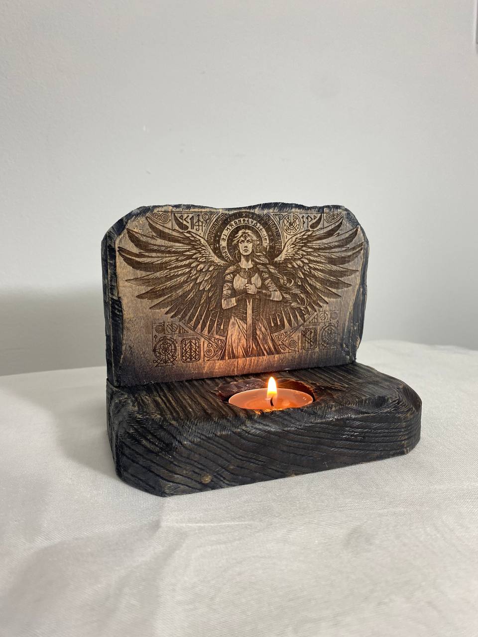 Freya Freyja Freya altar Freya goddess Norse mythology Viking altar Wooden candle holder Norse pagan