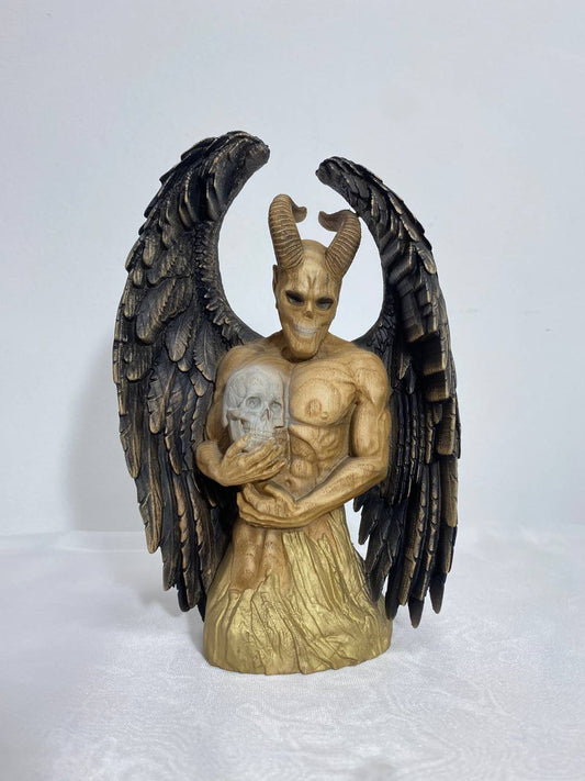 Demon Demon statue Satan statue Occult statue Demon decor Gothic decor Satanic statue Lucifer statue Wooden statue