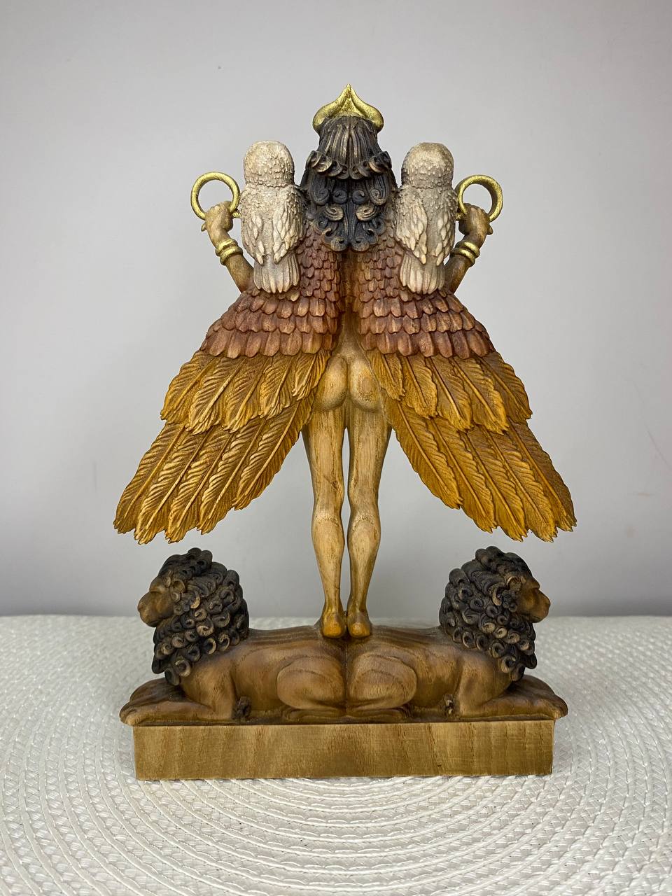 Ereshkigal Statue | Hand-Carved Ash Wood Mesopotamian Goddess of the Underworld