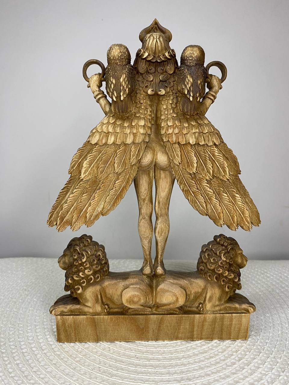 Ereshkigal Statue | Hand-Carved Ash Wood Mesopotamian Goddess of the Underworld