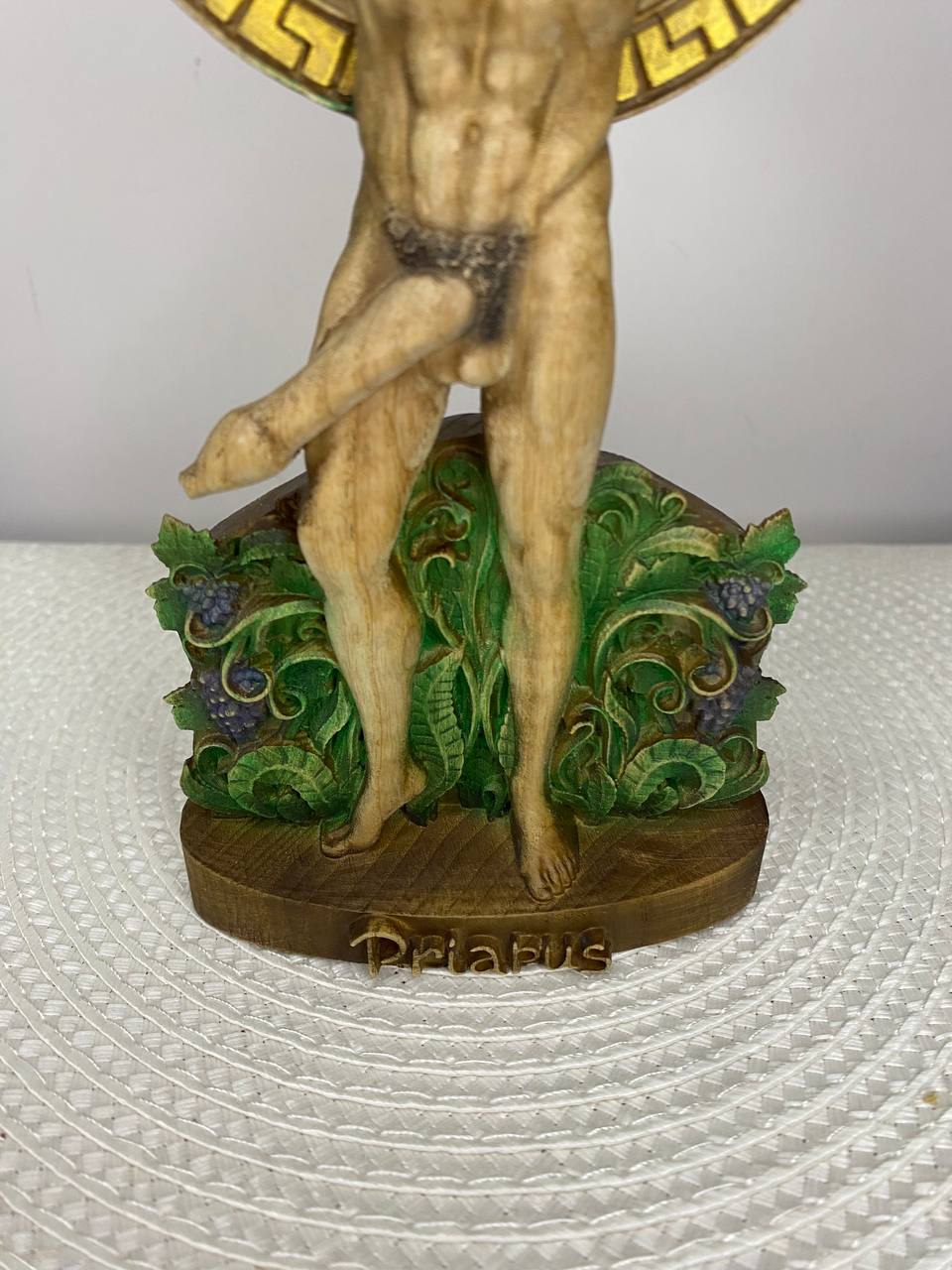 Priapus Wooden Statue —Greek God Priapus Sculpture – Mythology Decor Fertility & Prosperity Symbol