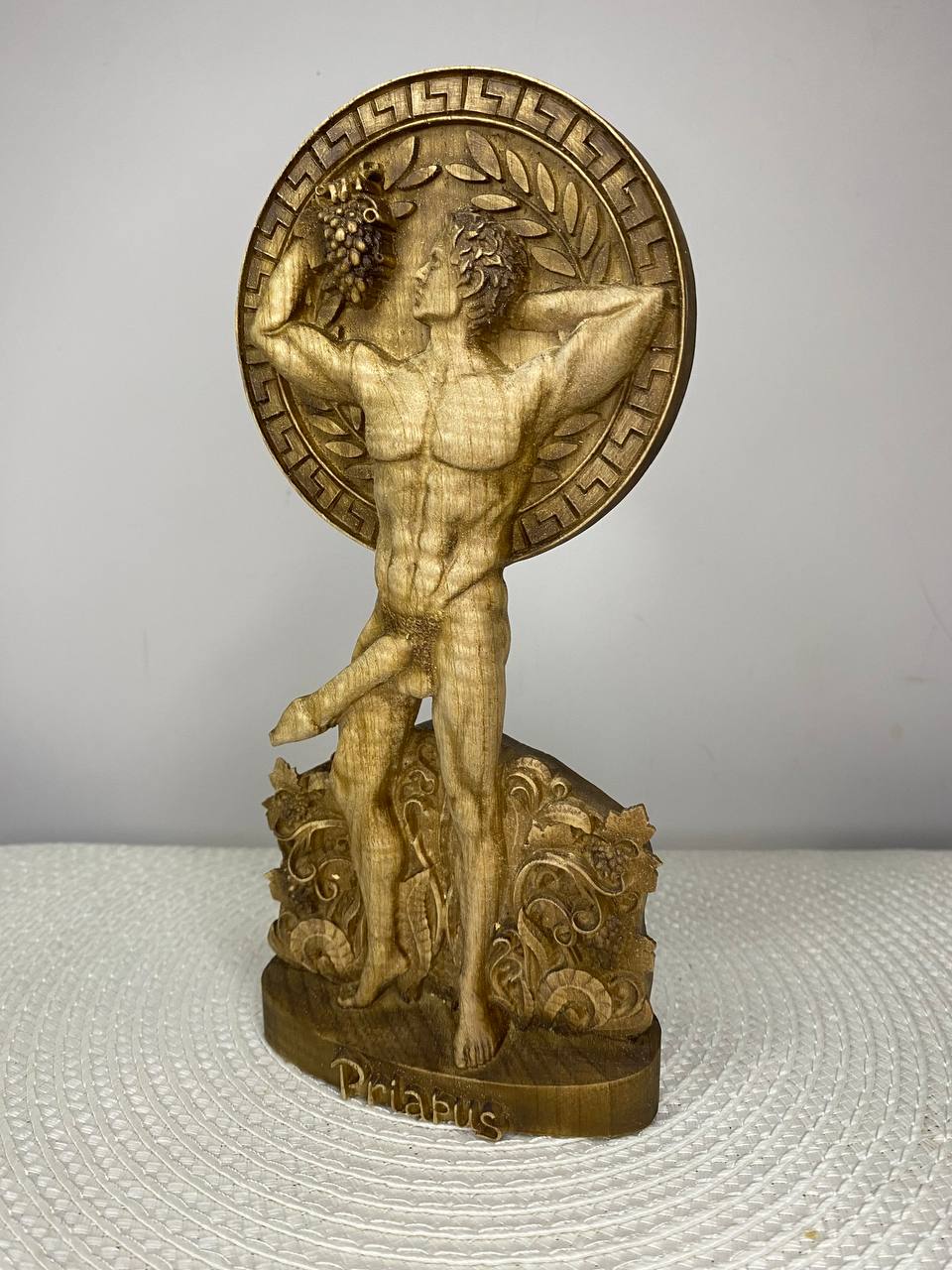 Priapus Wooden Statue —Greek God Priapus Sculpture – Mythology Decor Fertility & Prosperity Symbol