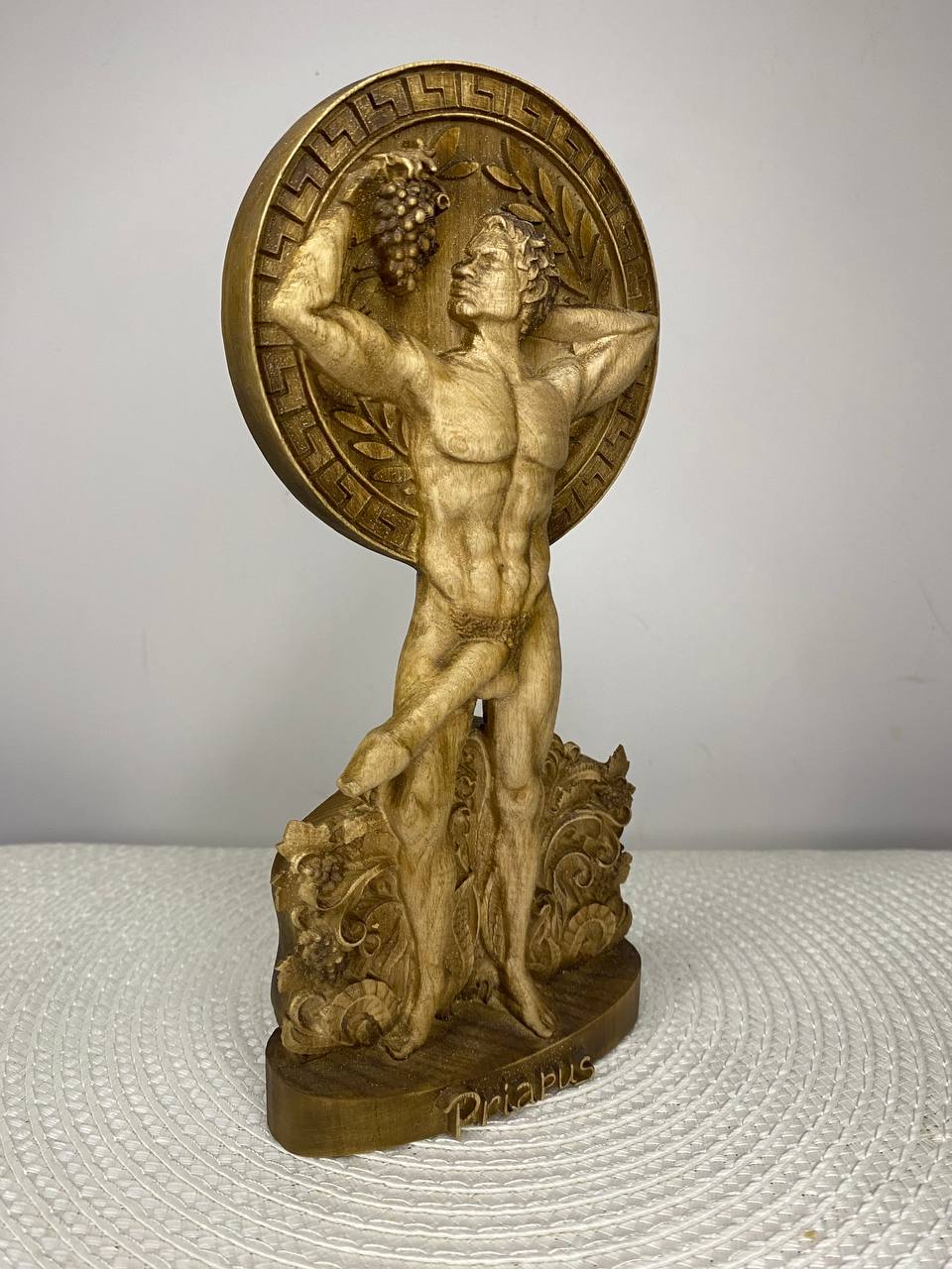 Priapus Wooden Statue —Greek God Priapus Sculpture – Mythology Decor Fertility & Prosperity Symbol