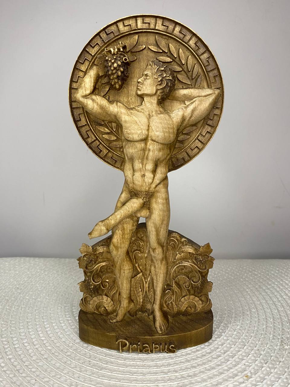 Priapus Wooden Statue —Greek God Priapus Sculpture – Mythology Decor Fertility & Prosperity Symbol