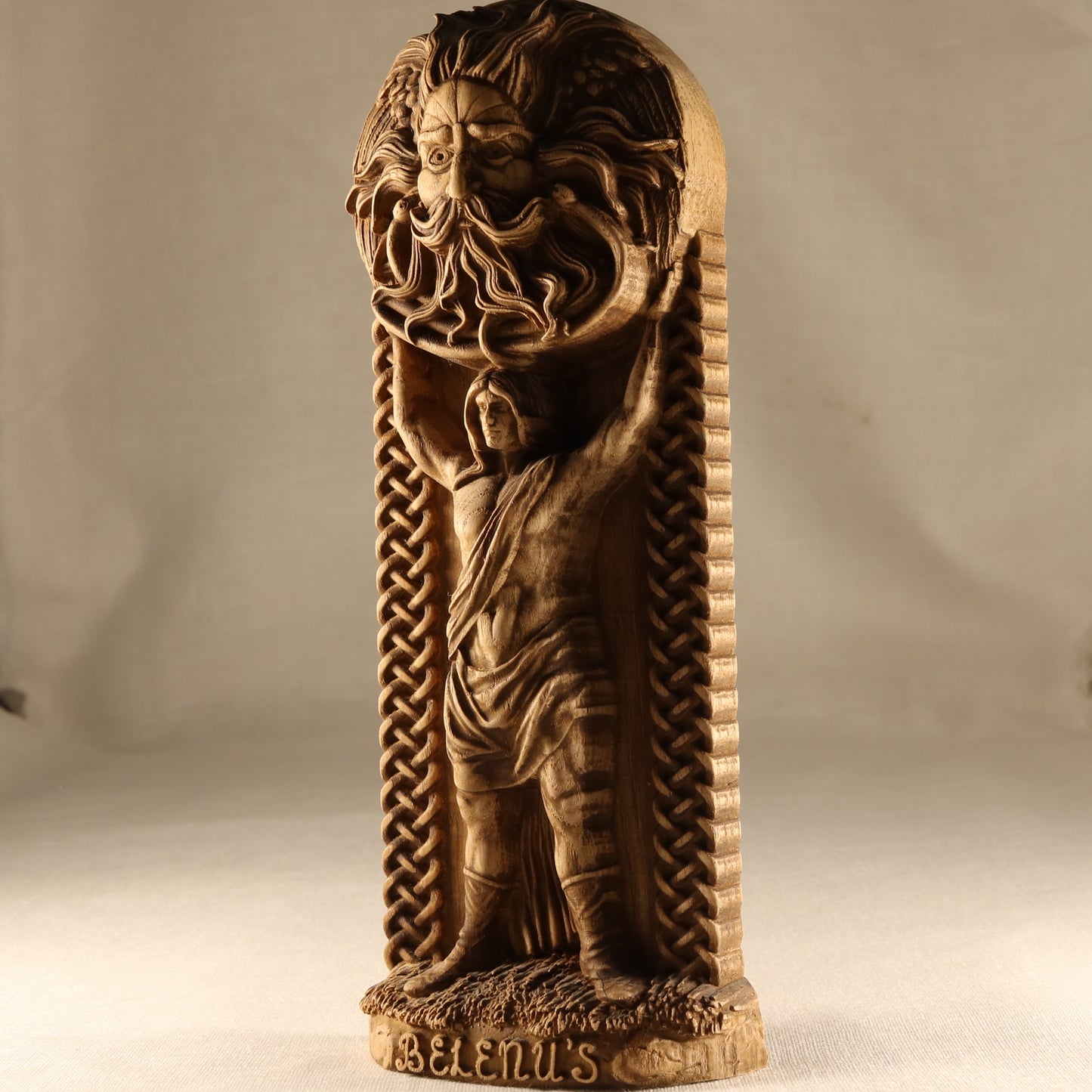 Belenos, God of Sun, Viking statue, Wooden statue