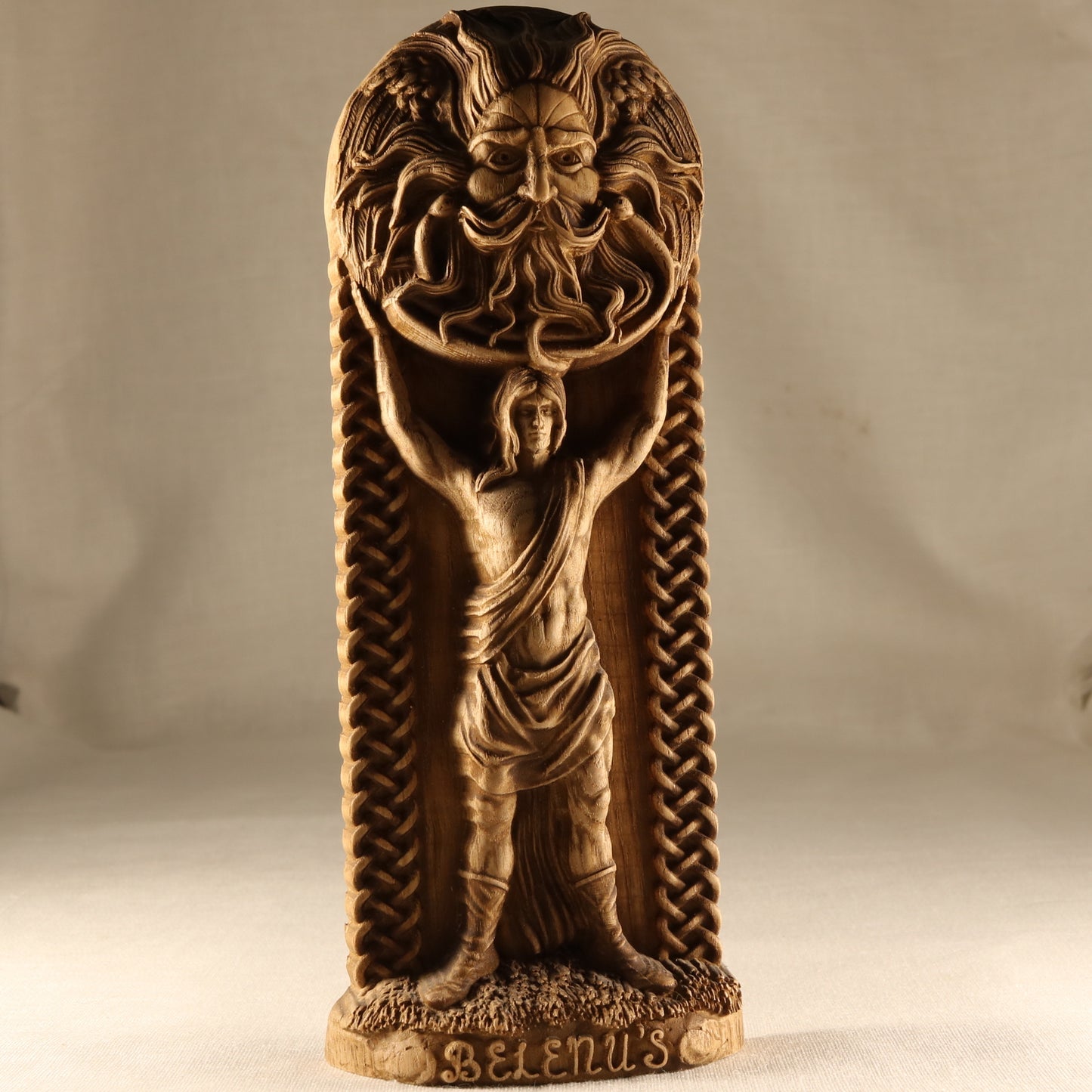 Belenos, God of Sun, Viking statue, Wooden statue