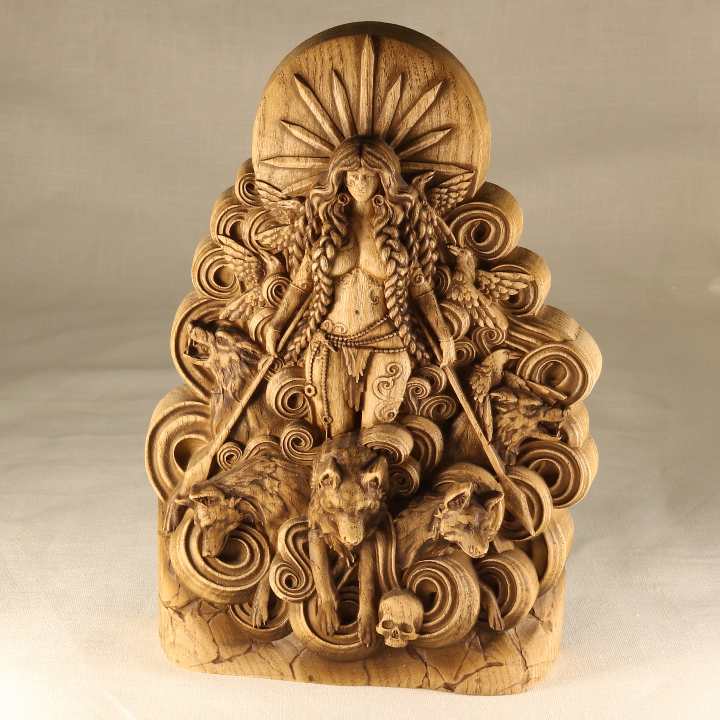 Moon wooden statue oak made from store Ukraine