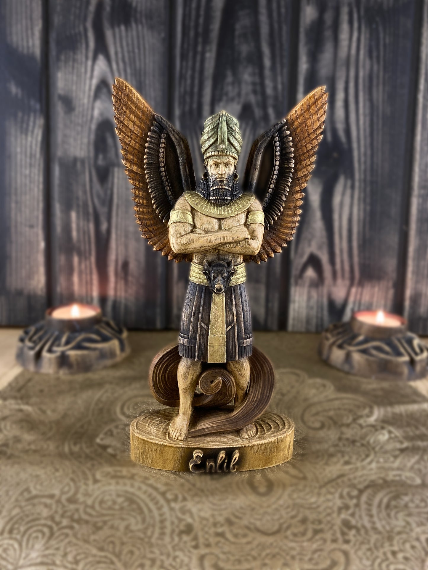 Enlil statue Sumerian gods Goddess statue Anunnaki Sumerian statue Mesopotamian mythology Mesopotamia art Ishtar Goddess figurine wooden carving