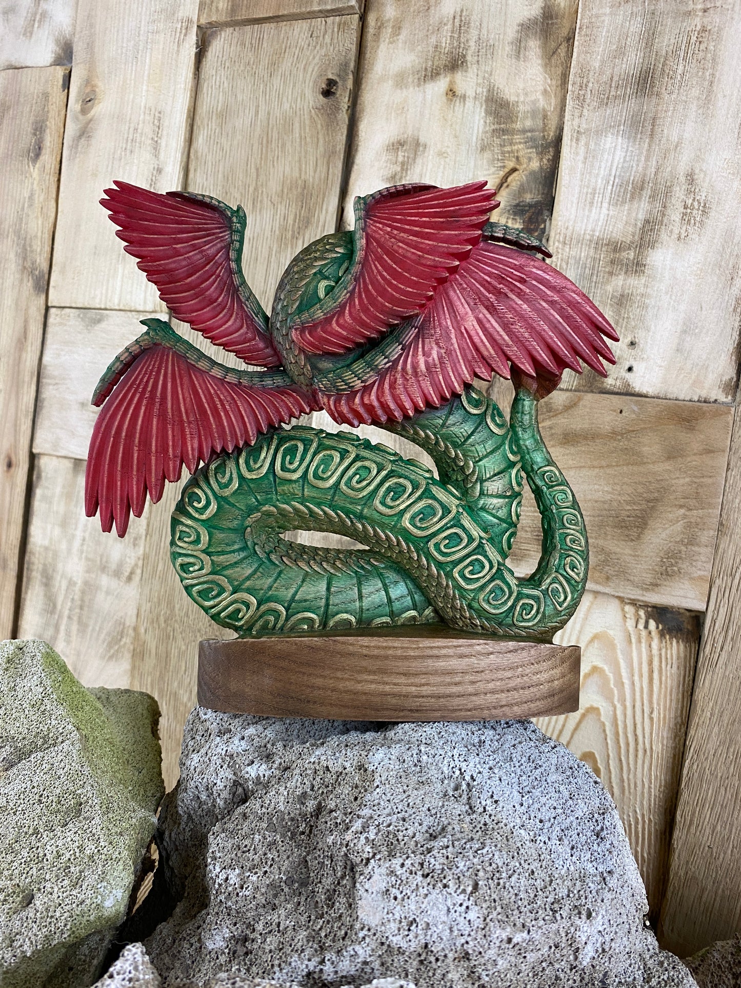 Quetzalcoatl Feathered serpent Kukulkan Quetzalcoatl statue Mayan dragon Aztec god Aztec art Wood dragon statue Aztec mythology Dragon totem