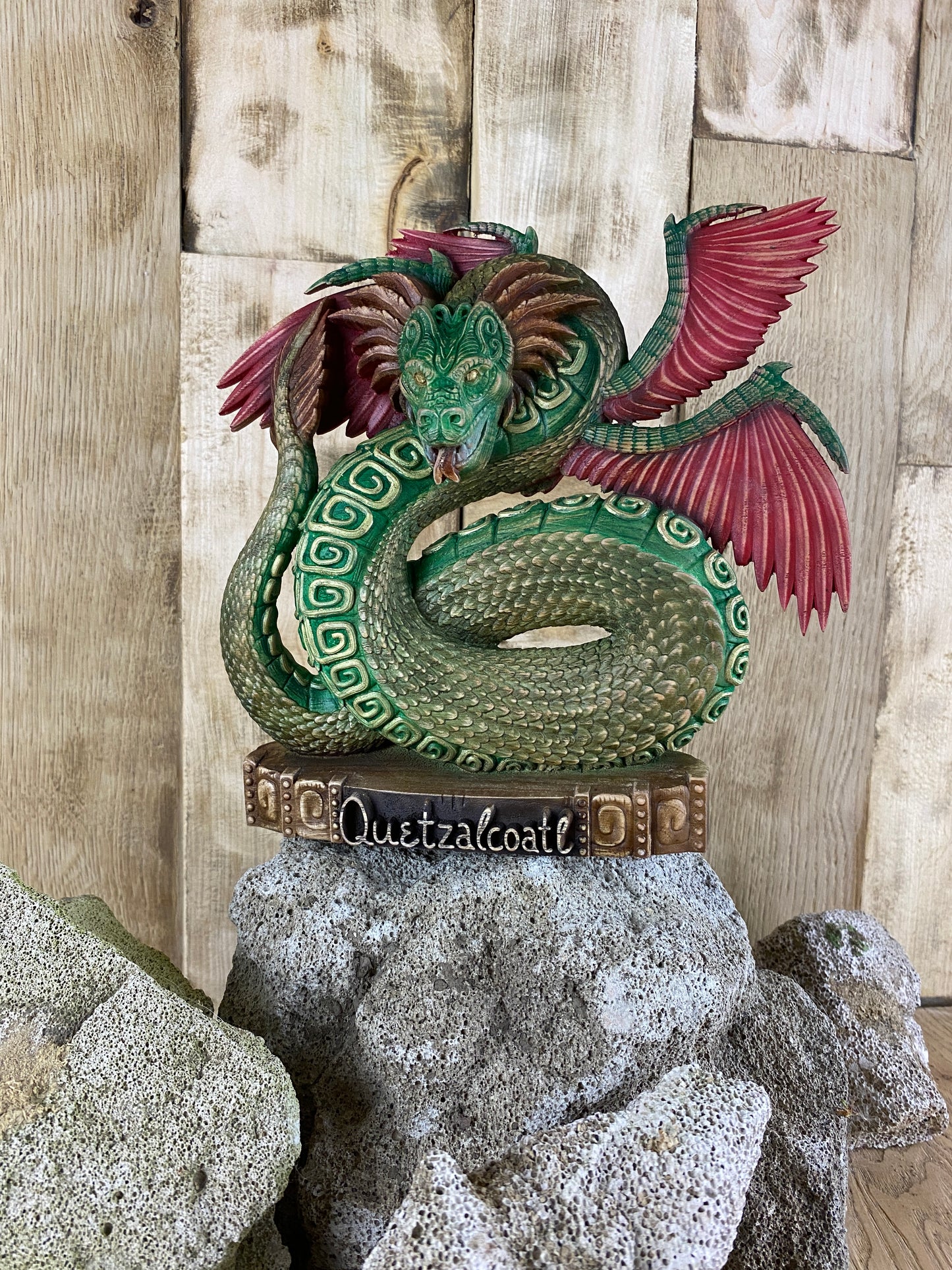 Quetzalcoatl Feathered serpent Kukulkan Quetzalcoatl statue Mayan dragon Aztec god Aztec art Wood dragon statue Aztec mythology Dragon totem