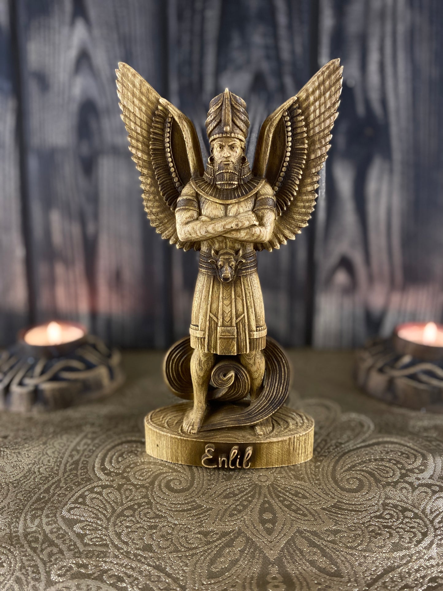 Enlil statue Sumerian gods Goddess statue Anunnaki Sumerian statue Mesopotamian mythology Mesopotamia art Ishtar Goddess figurine wooden carving