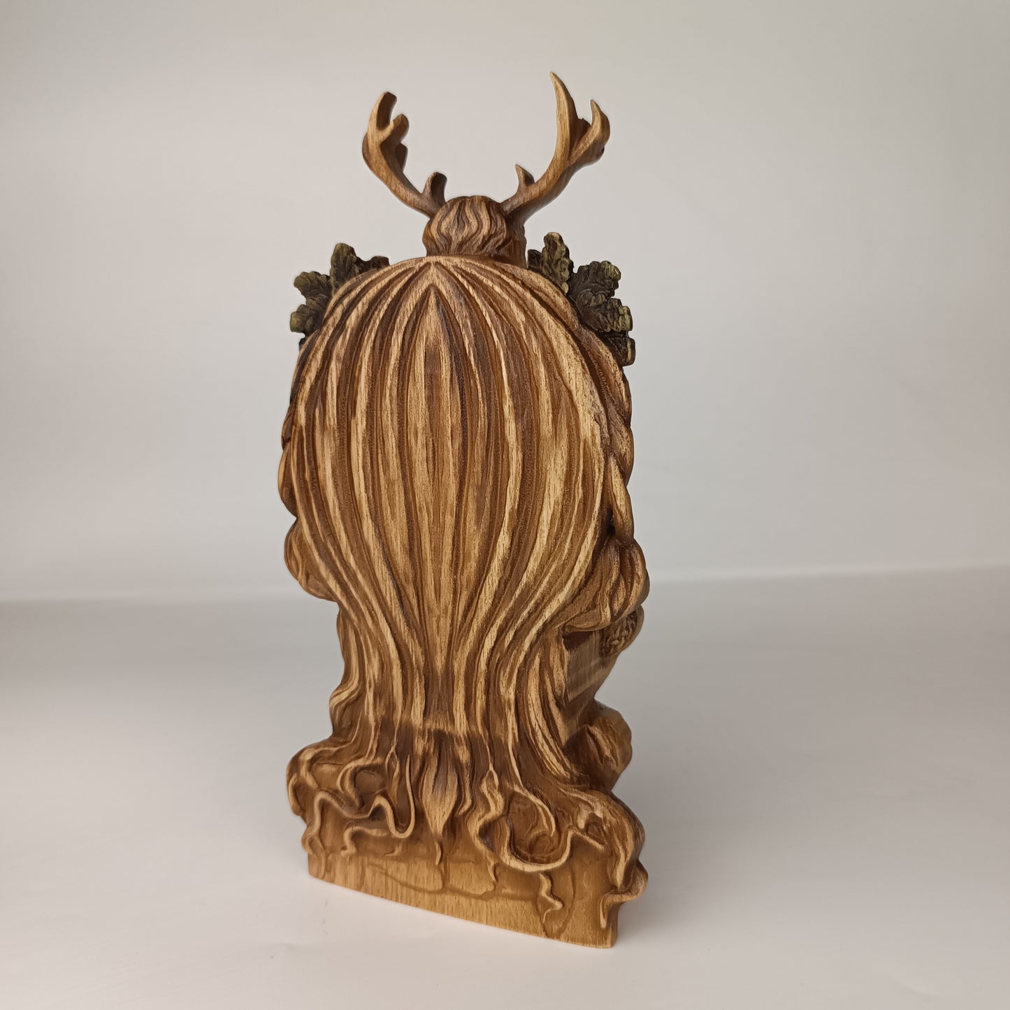Cernunnos Wooden Statue – Horned God Celtic Altar Figurine