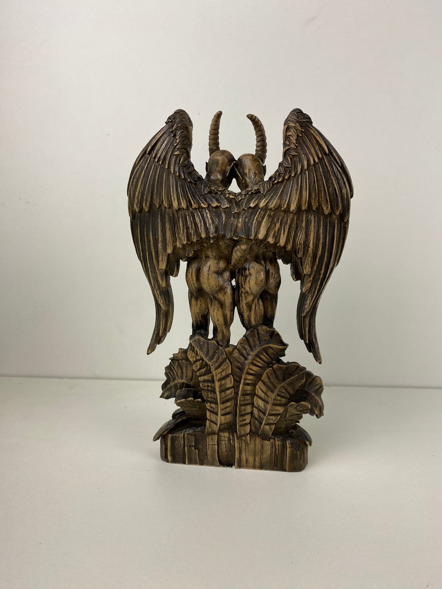 Demon statue Satan Gay statue Gay art Lgbtq Pagan statue Goetia demon Lucifer statue Wood statue Wood carving Spiritual altar Decor statue