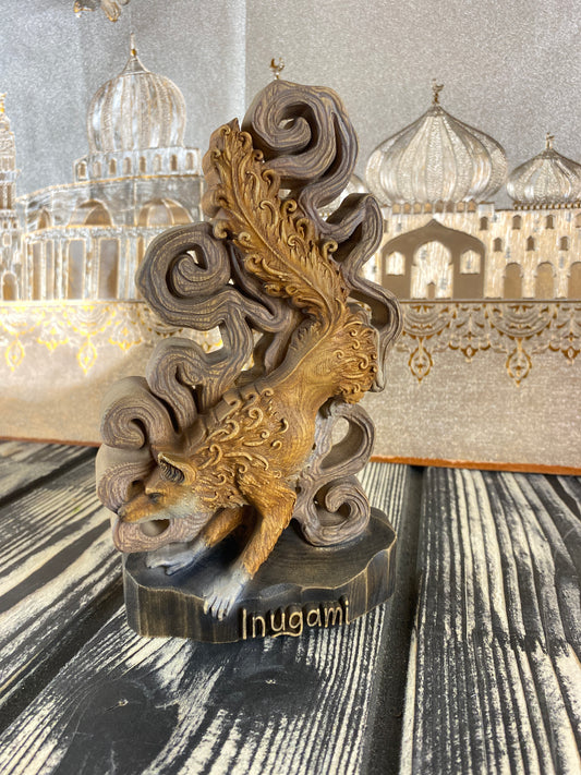 Inugami dog Animal totem Japanese inugami Japanese statue Japanese art Japanese mythology Spirit dog statue Japanese décor Japanese gift